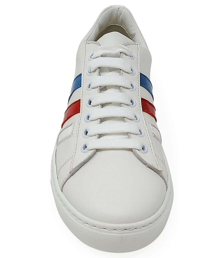 White Leather 3 Stripe Mens Sneaker