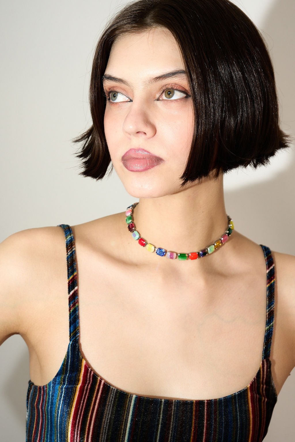 Layering Choker in Aurora Baguette (Silver)