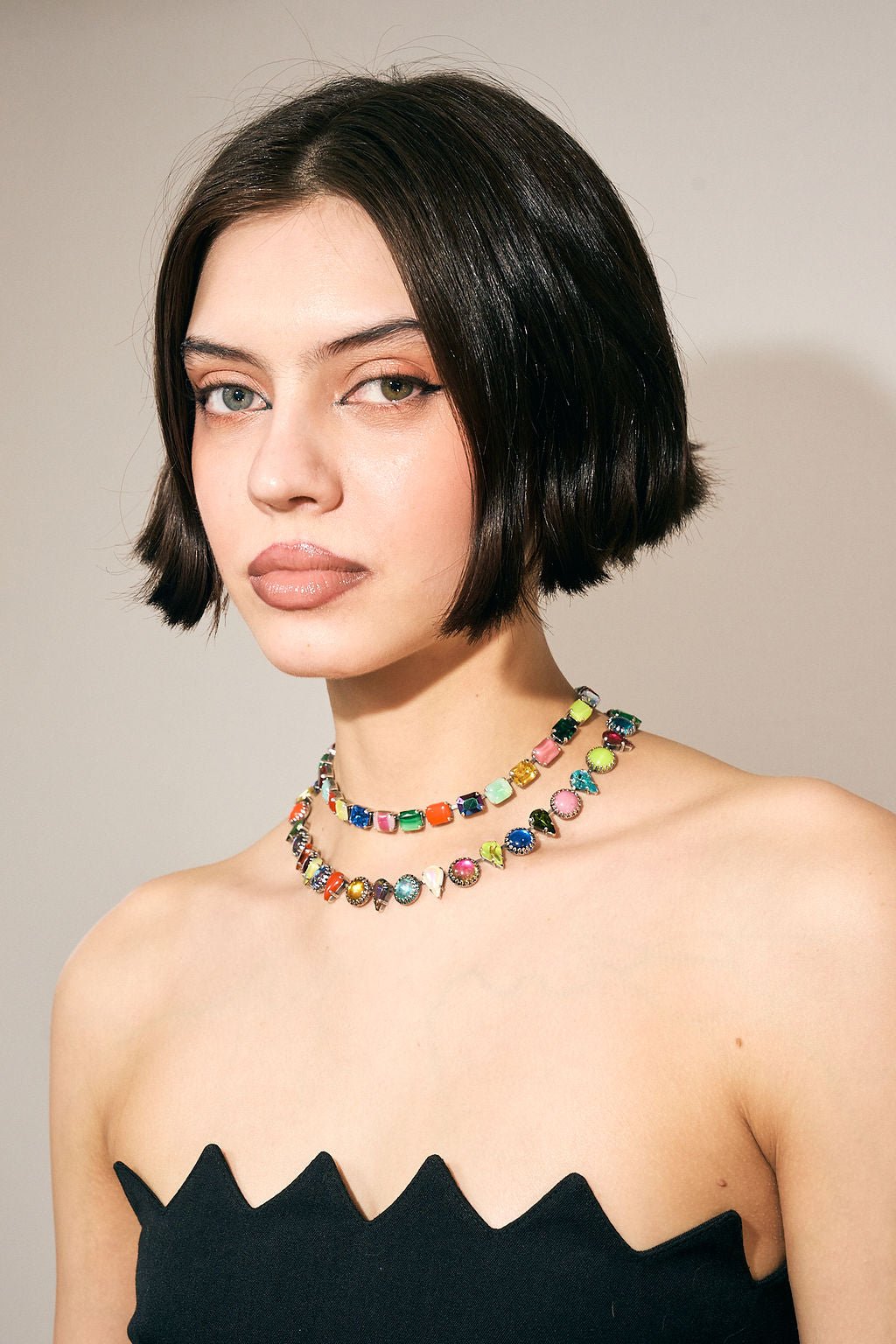 Layering Choker in Aurora Baguette (Silver)