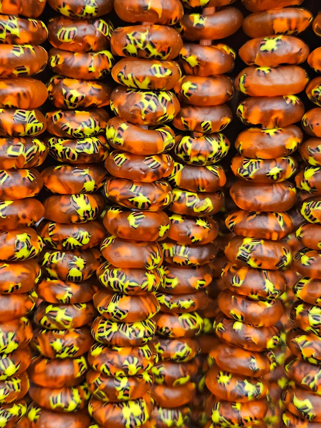 Fall Vibes, African Recycled Glass Beads – Multicolored Large Hole Rondelle Beads for Sustainable Crafting