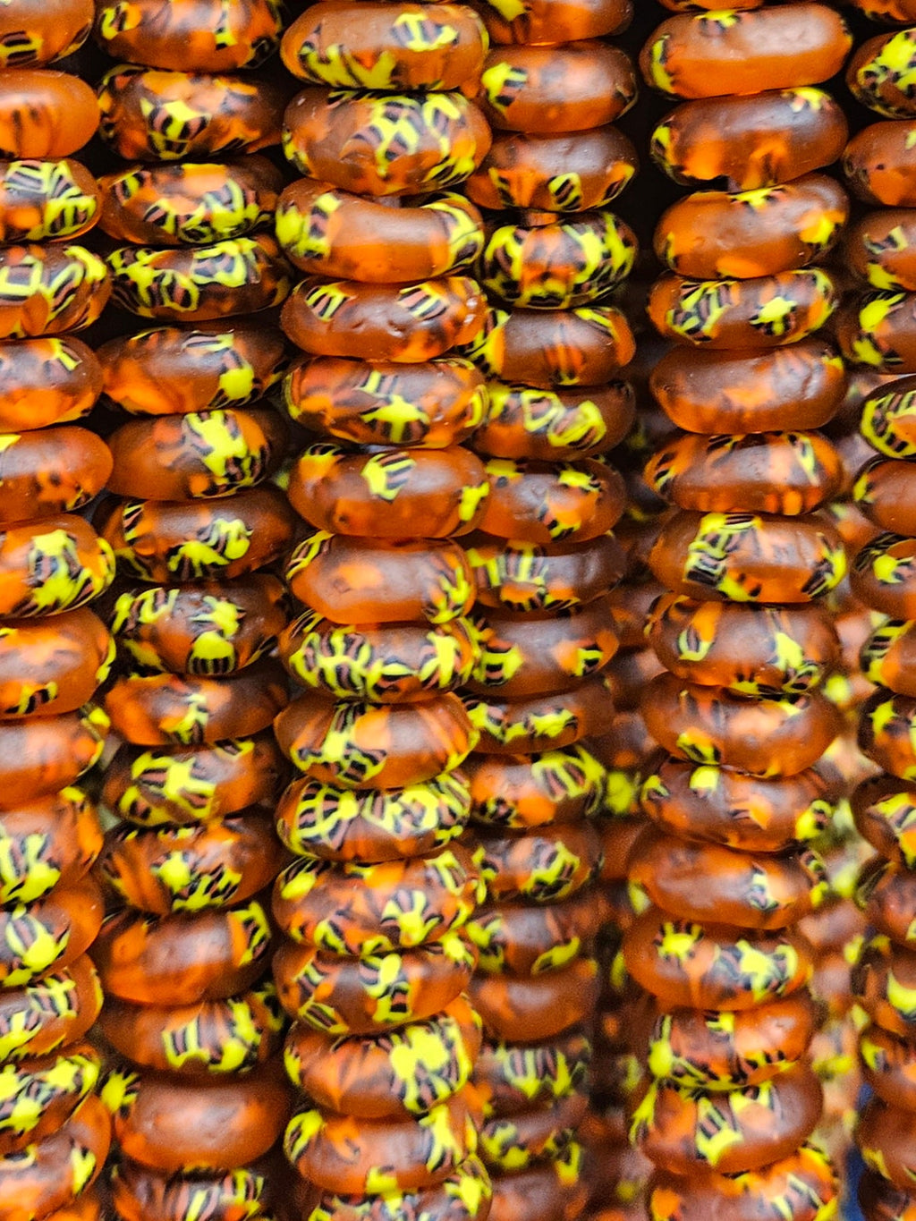 Fall Vibes, African Recycled Glass Beads – Multicolored Large Hole Rondelle Beads for Sustainable Crafting