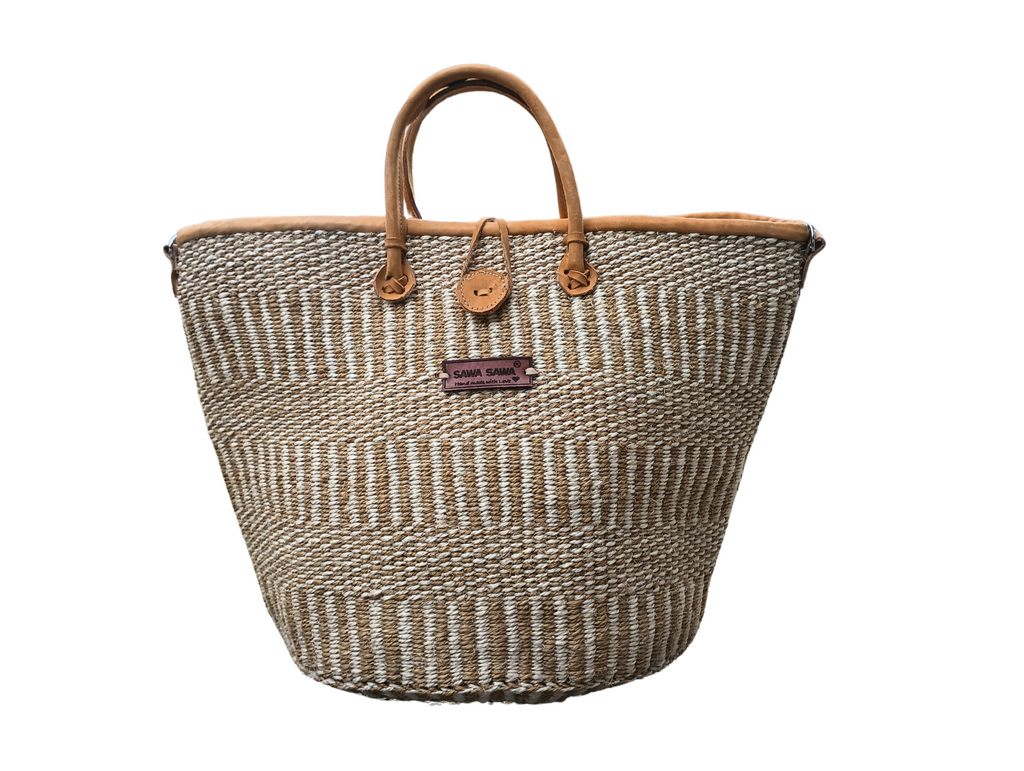 Earth Stripes Handmade Sisal Market Tote Bag