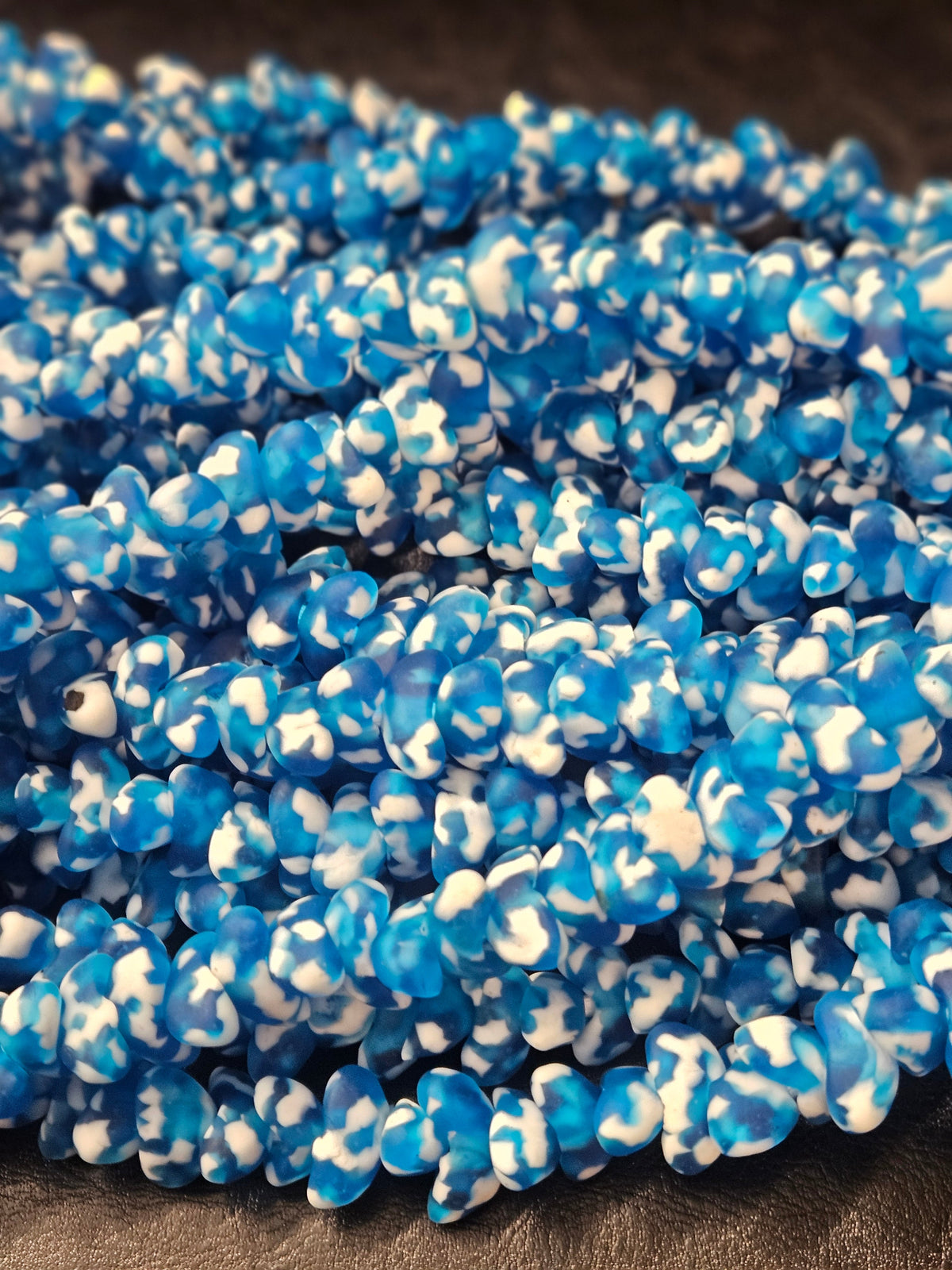 Small Canoe-Shaped African Recycled Glass Beads – #4109