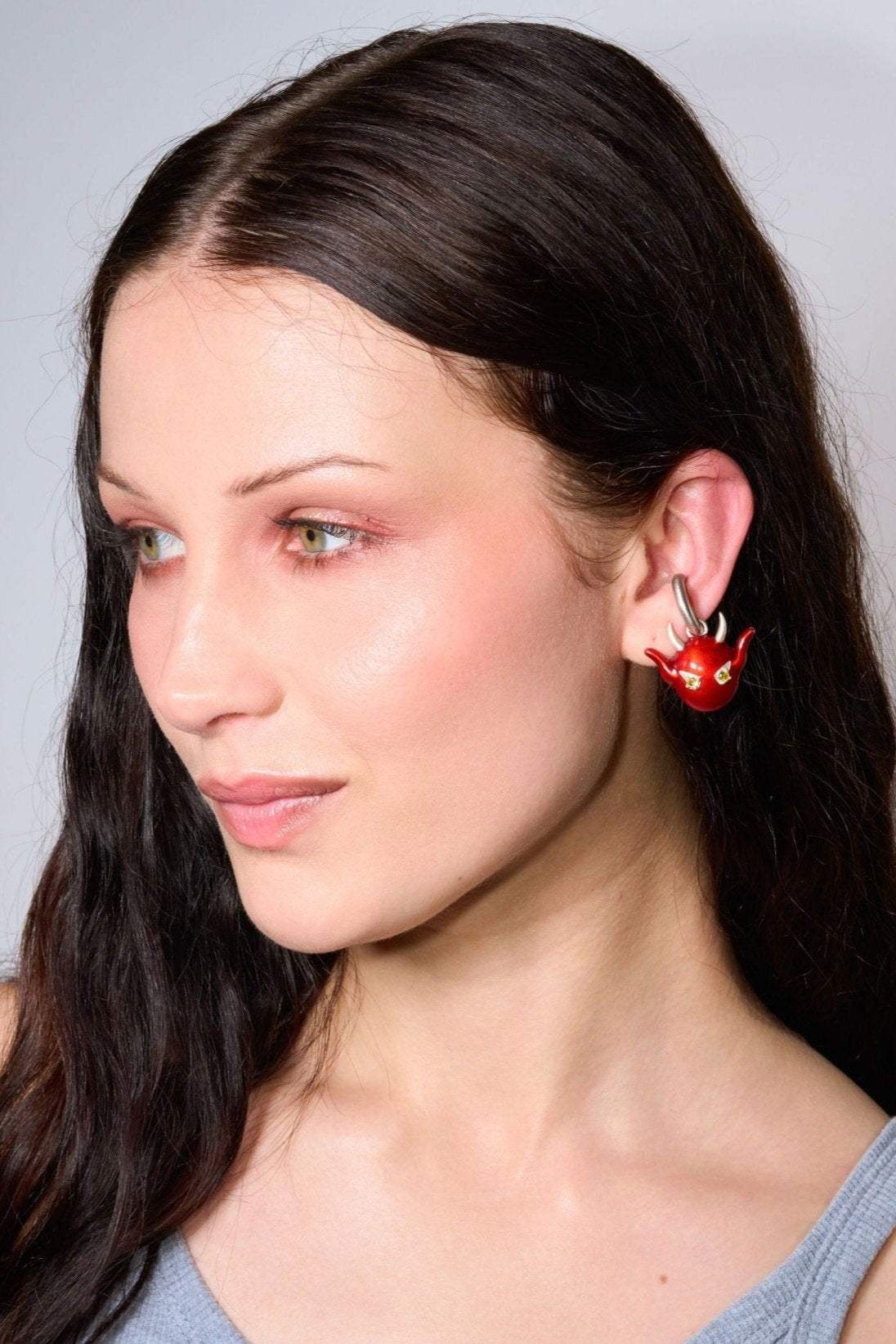 Devil Enamel Ear Cuff (Silver)