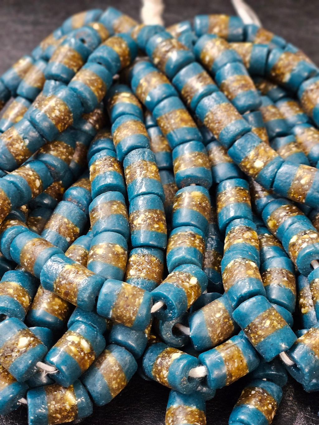 Handcrafted African Recycled Glass Beads - Medium Tube Beads #1350