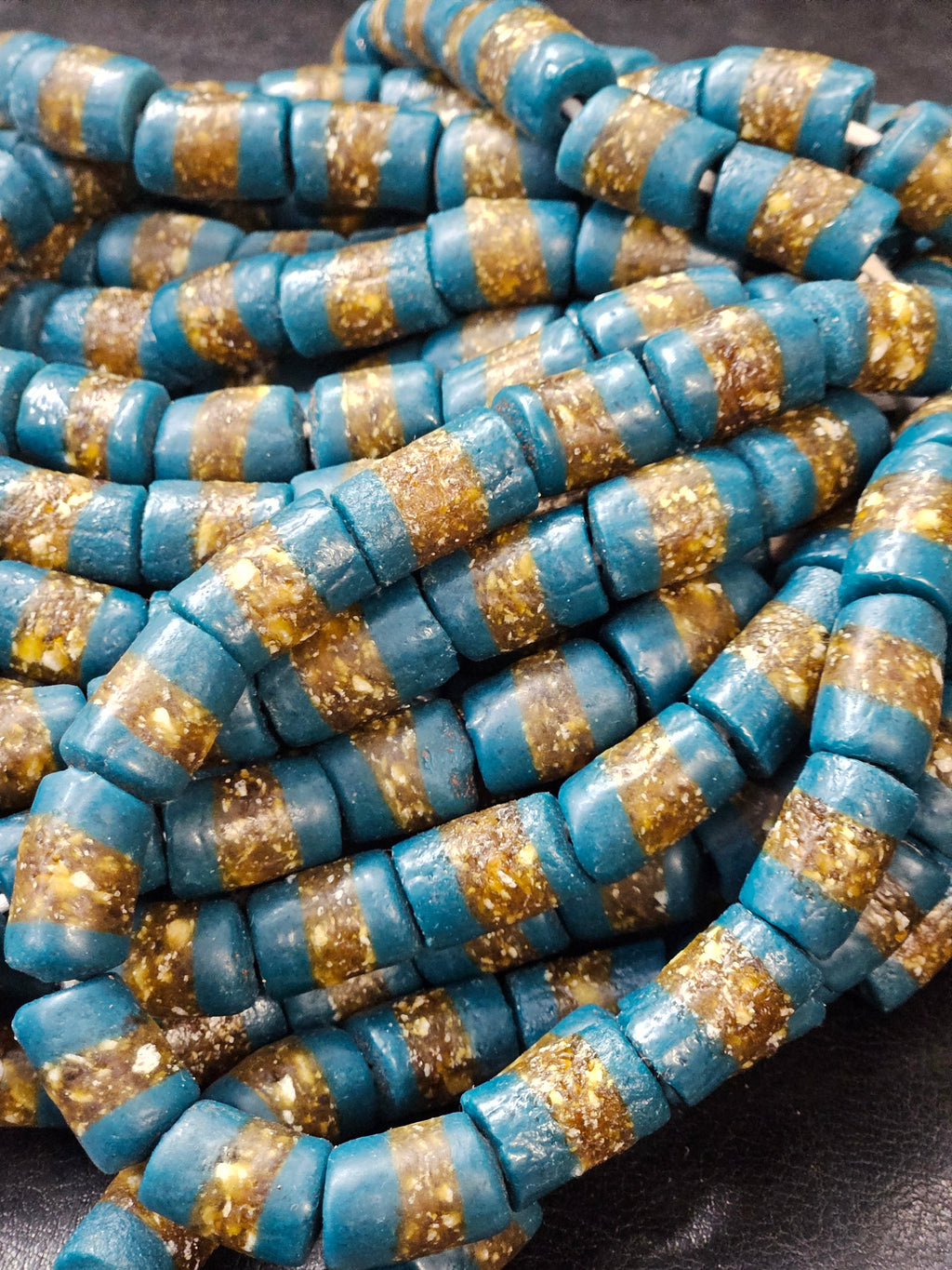 Handcrafted African Recycled Glass Beads - Medium Tube Beads #1350