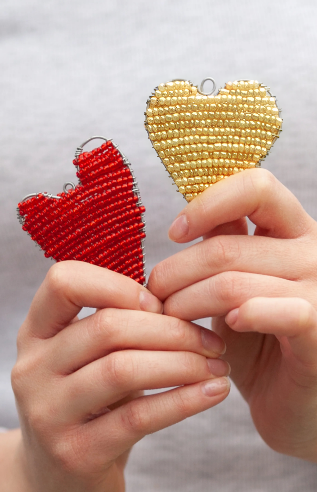 Heart of Wealth Love Heart Charm Handcrafted Beaded Holiday and Valentine Day Ornaments - Colorful Boho Indigenous Beads with Wire Hook, Lightweight Decorative Hanging Ornament Gift for Her