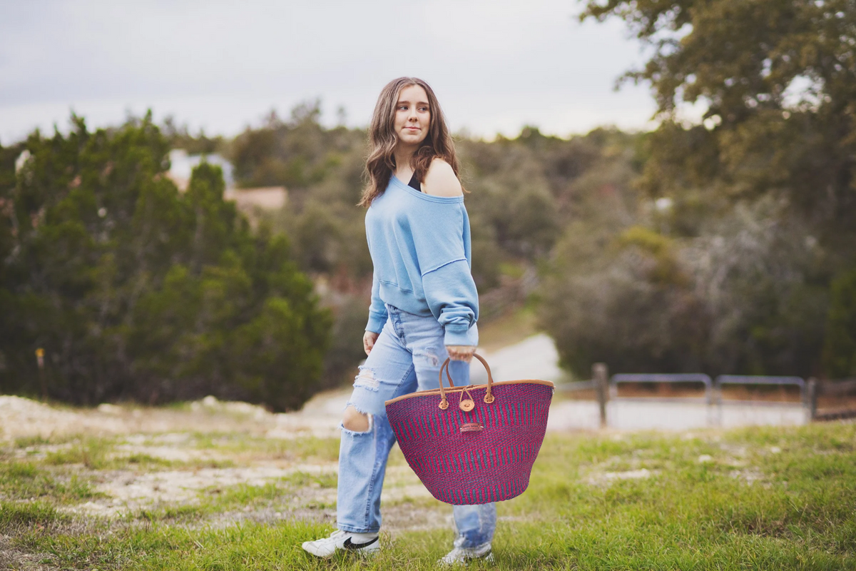 Resilient Handmade Sisal African Basket Tote Bag