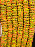 Orange & Yellow Fused Krobo Rondelle Recycled Glass Beads | 14–16 mm African Trade Beads | Handmade in Ghana