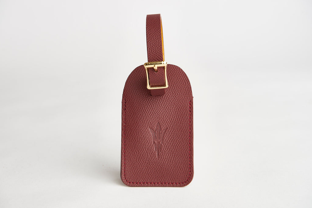 🔴 ASU Maroon Epsom Leather Luggage Tag