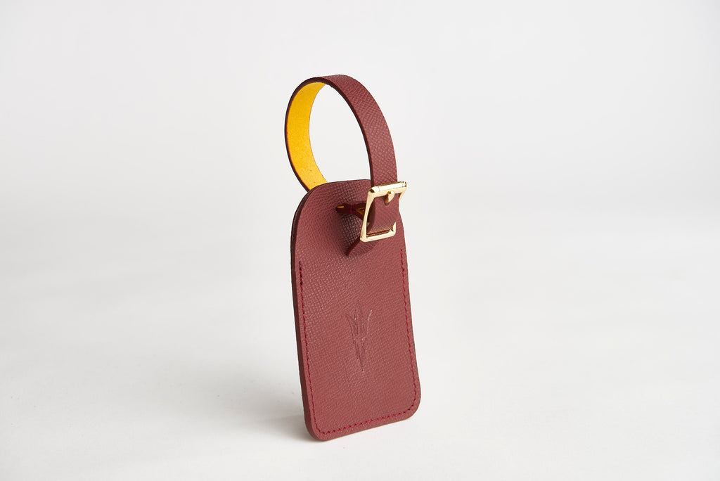 🔴 ASU Maroon Epsom Leather Luggage Tag