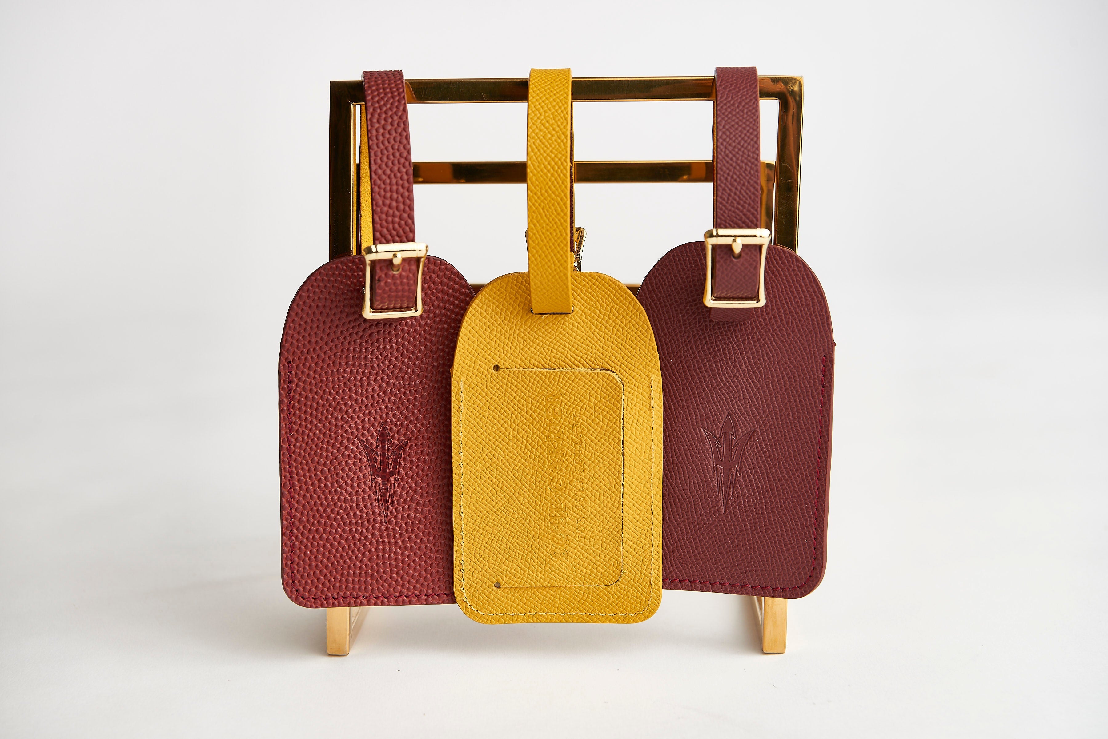 🔴 ASU Maroon Epsom Leather Luggage Tag