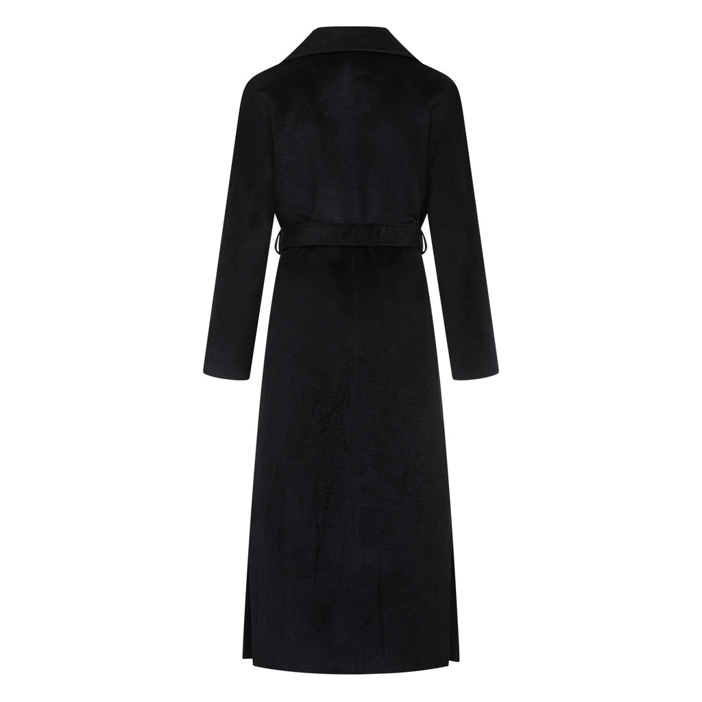 Cambridge Comfort Wraparound Wool Cashmere Coat in Black