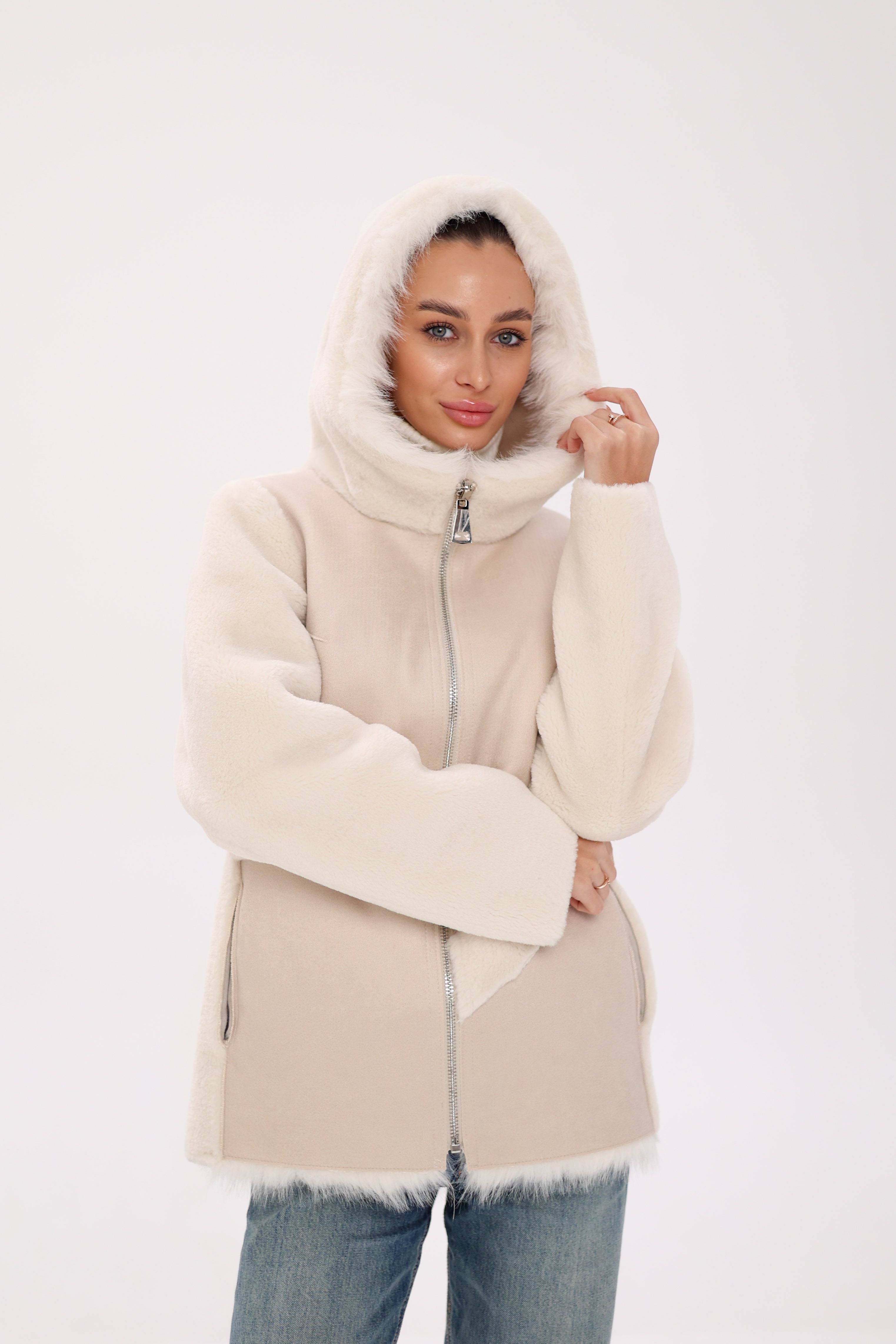 ⇆ Reversible Hooded Wool Blend Jacket
