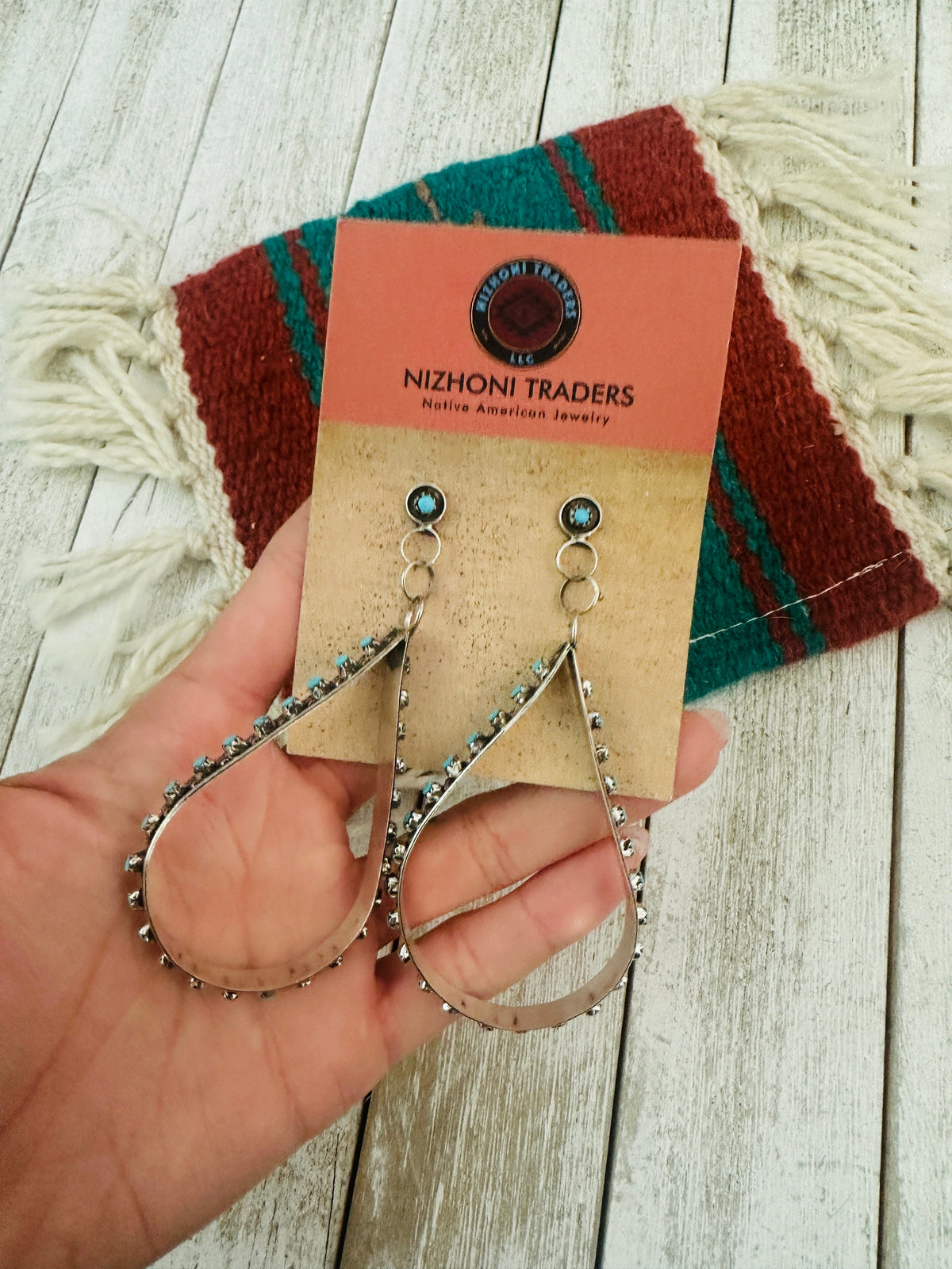 Handcrafted Turquoise & Sterling Silver Snake Eye Dangle Earrings