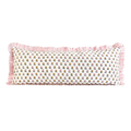 Delilah Ruffle Block Print Printed Pillow in Pink - 14"x 36"