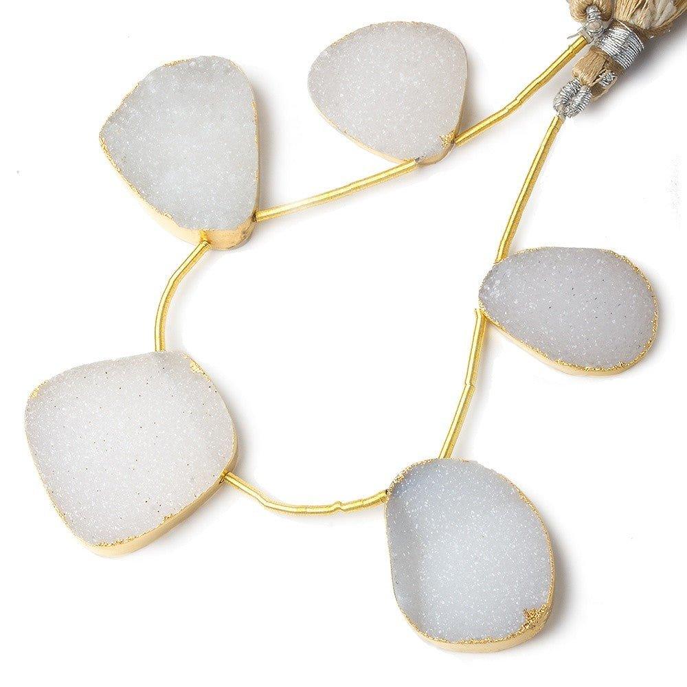21x17-30x26mm Gold Leafed White Drusy freeform strand of 5 beads