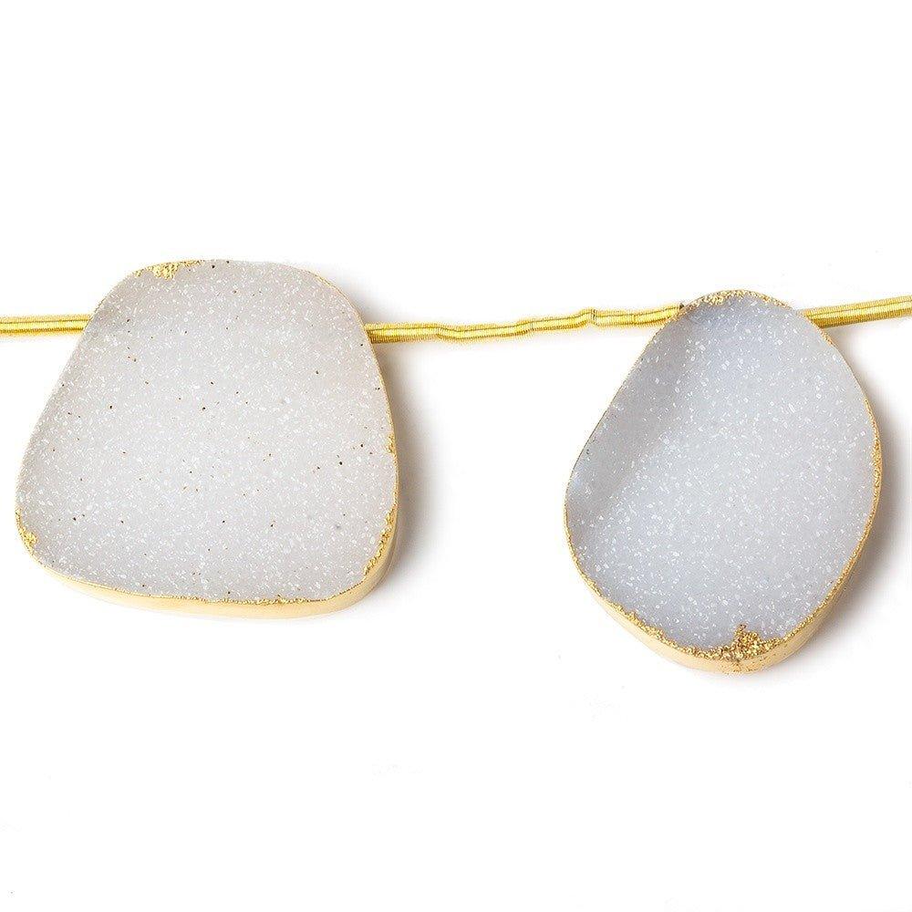 21x17-30x26mm Gold Leafed White Drusy freeform strand of 5 beads