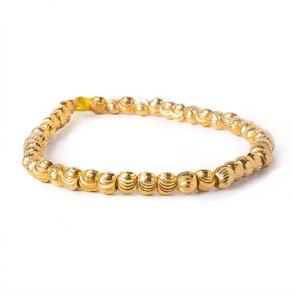 5mm 22kt Gold Plated Brass Wavy Groove Rounds 8 inch 41 beads
