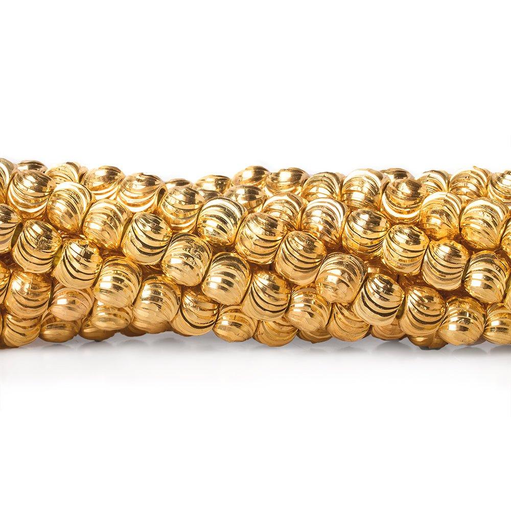 5mm 22kt Gold Plated Brass Wavy Groove Rounds 8 inch 41 beads