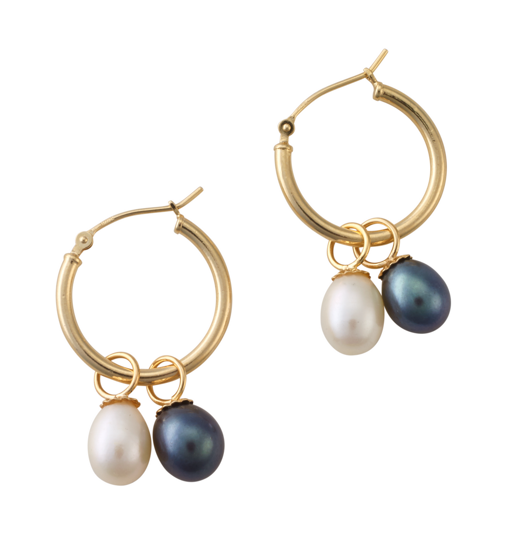Double pearl hoop earrings