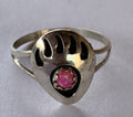 Handcrafted Sterling Silver Hot Pink Opal Bear Paw Ring