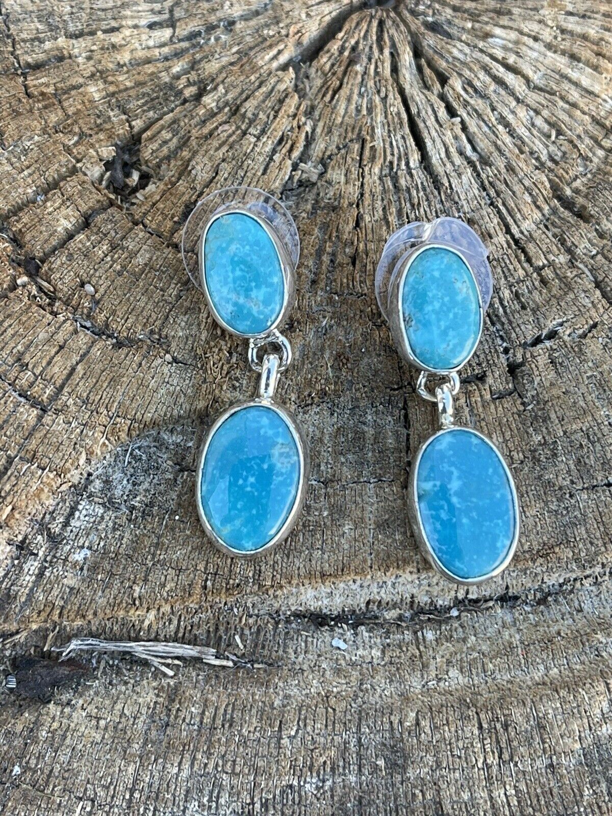 Handcrafted Sterling Silver Turquoise Dangle Earrings