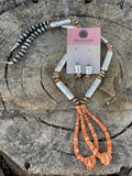 Handcrafted Sterling Silver Handmade Orange Spiny Jacla Necklace & Earring Set