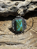 Handcrafted Sonoran Mountain Turquoise & Sterling Silver Statement Ring Size 9.5
