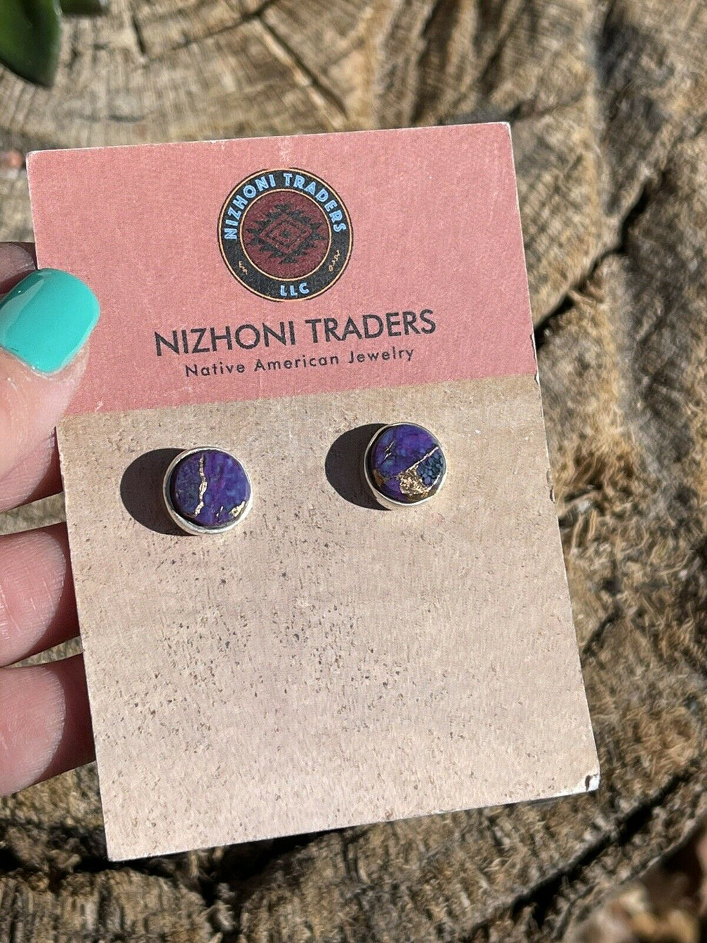 Handcrafted Sterling Silver Purple Dream Post Earrings Signed
