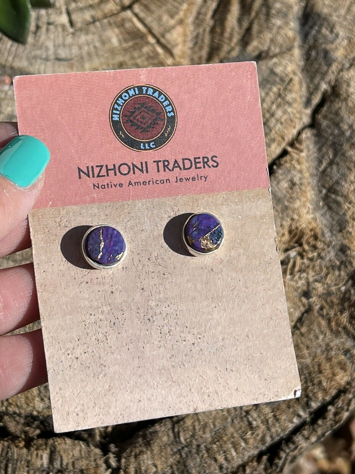 Handcrafted Sterling Silver Purple Dream Post Earrings Signed