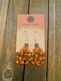 Handcrafted Sterling Silver Apple Coral Beaded Dangle Earrings