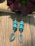 Handcrafted Sterling Silver & Blue Turquoise Leaf Dangle Earrings