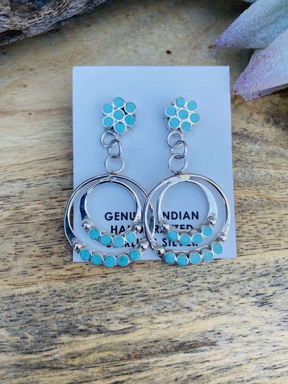 Handcrafted Sterling Silver & Turquoise Dangle Earrings