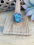 Handcrafted Royston Turquoise & Sterling Silver Ring Size 8.5