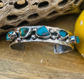 Handcrafted Turquoise & Sterling Silver Cuff Bracelet Signed NF
