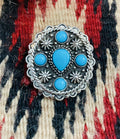Handcrafted Vintage Turquoise & Hand Stamped Sterling Silver Ponytail Hook