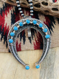 Handcrafted Sterling Silver & Kingman Turquoise Naja Pendant Signed