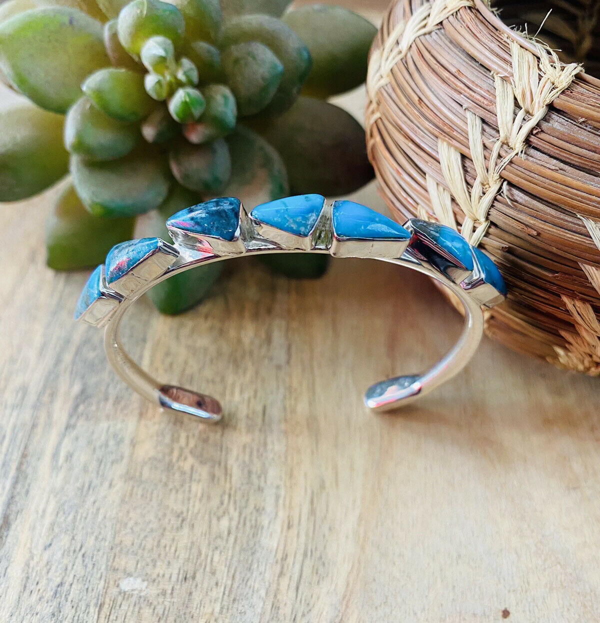 Turquoise & Sterling Silver Stacker Cuff Bracelet
