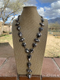 Handcrafted White Buffalo & Sterling Lariat Necklace Set Signed