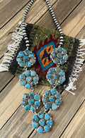 Handcrafted Natural Kingman & Sterling Silver Cluster Necklace