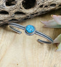 Handcrafted Sterling Silver & Kingman Turquoise Cuff Bracelet Signed