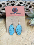 Handcrafted Kingman Turquoise & Sterling Silver Dangle  Earrings Signed