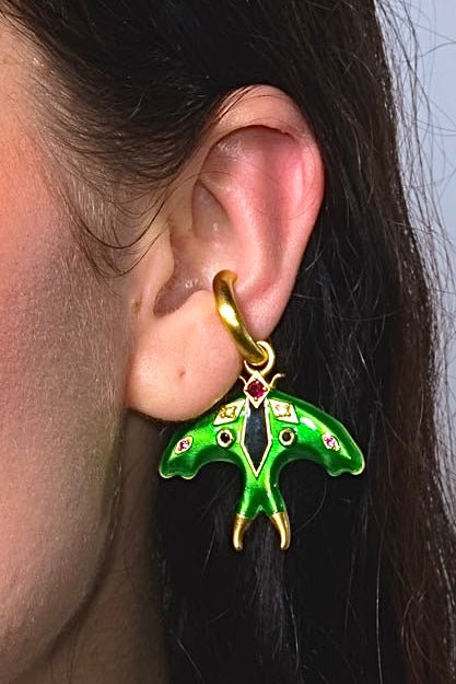 Luna Moth Enamel Ear Cuff (Gold)