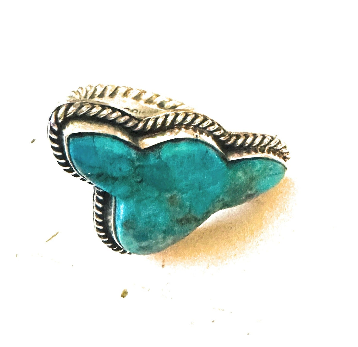 Handcrafted Kingman Turquoise & Sterling Silver Bullhead Adjustable Ring