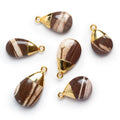 24x14mm Gold Leafed Jasper Pear Pendant 1 Bead