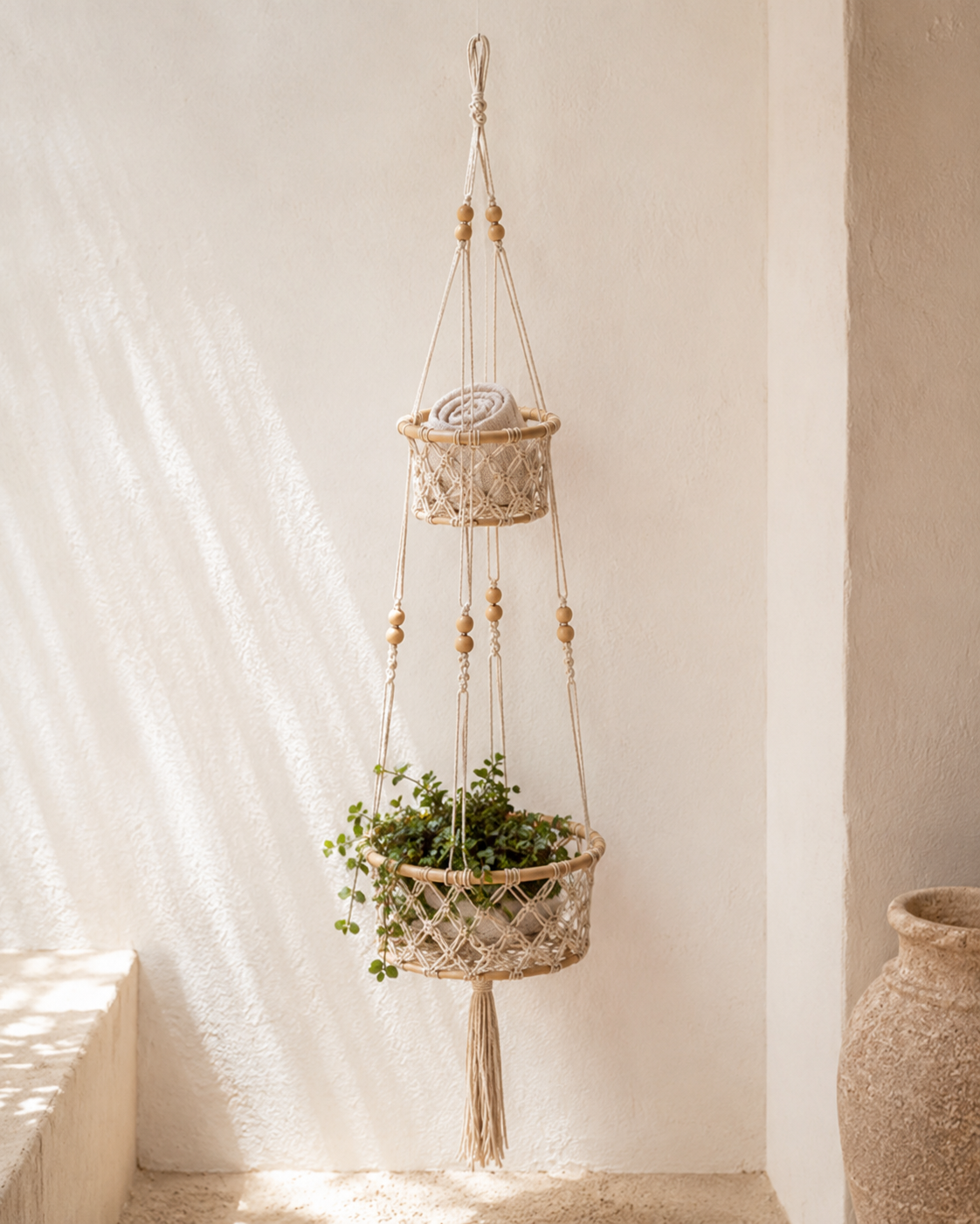 Macrame Hanging Wall Basket