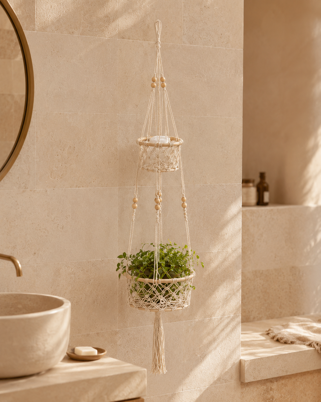 Macrame Hanging Wall Basket