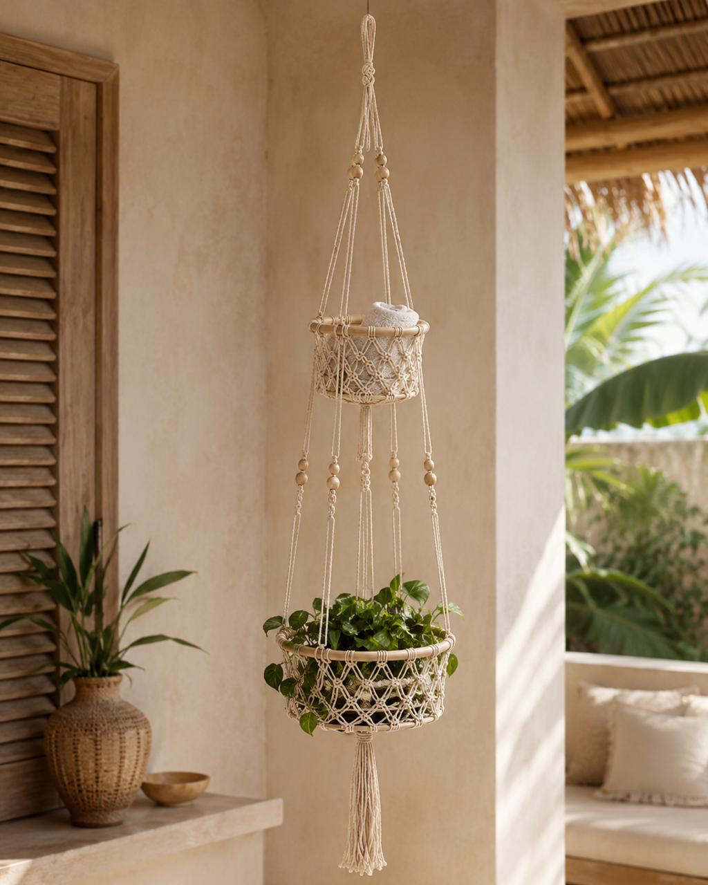 Macrame Hanging Wall Basket
