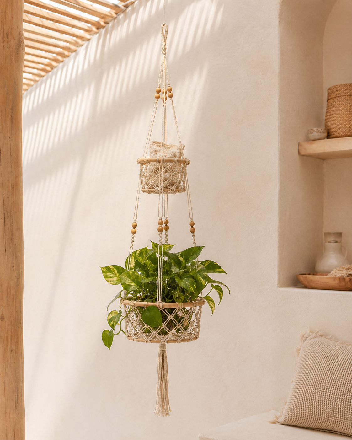 Macrame Hanging Wall Basket